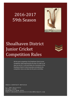 Competition Rules 2016/17 - Shoalhaven District Junior Cricket