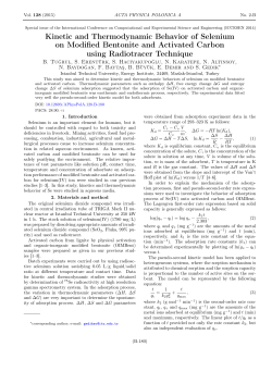 Kinetic and Thermodynamic Behavior of Selenium on Modified