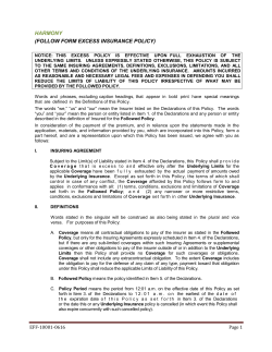 Harmony Follow Form Excess Insurance Policy EFF-10001-0616