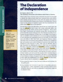 In Congress, July 4, 1776 The unanimous Declaration of the thirteen