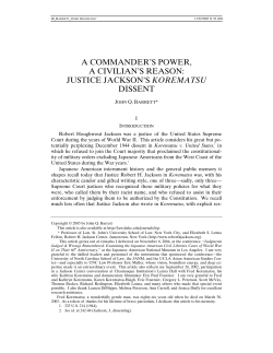 A Commander`s Power, A Civilian`s Reason: Justice Jackson`s