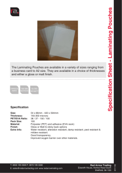 Specification Sheet - Laminating Pouches