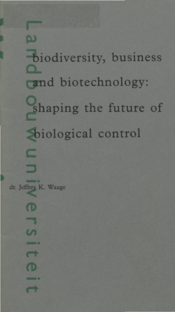 shaping the future of biological control - Wageningen UR E