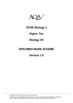 GCSE Biology Specimen Mark Scheme Higher Specimen