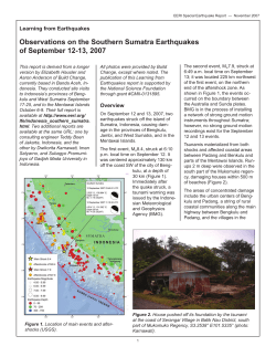 Observations on the Southern Sumatra Earthquakes of September