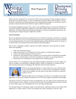 Program II Duke Application Tips