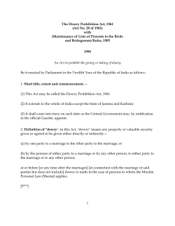 The Dowry Prohibition Act, 1961