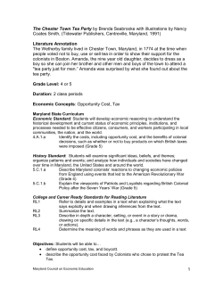 The Chestertown Tea Party - Maryland Council on Economic