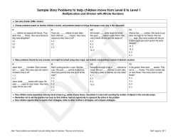 Sample Story Problems to help children move from Level 0 to Level 1