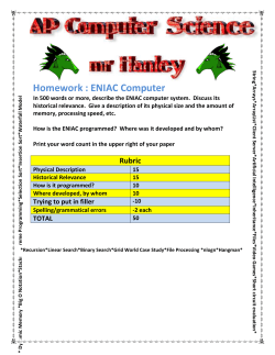 Homework : ENIAC Computer
