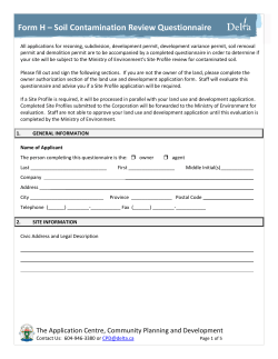 Form H &ndash; Soil Contamination Review Questionnaire