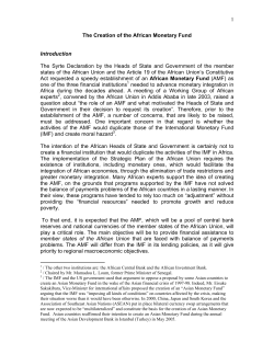1 The Creation of the African Monetary Fund Introduction The Syrte