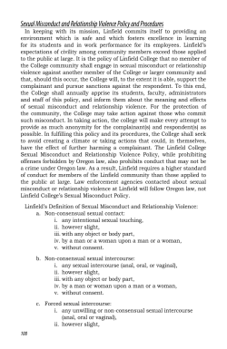 Sexual Misconduct and Relationship Violence Policy and Procedures
