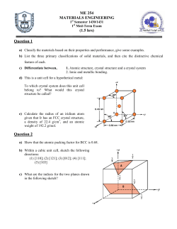 ME 254 MATERIALS ENGINEERING (1.5 hrs) Question 1 Question 2