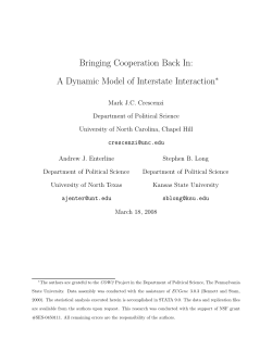 Bringing Cooperation Back In: A Dynamic Model of Interstate