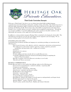 3rd Grade Curriculum - Heritage Oak Private Education