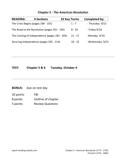 Chapter 5 - The American Revolution READING