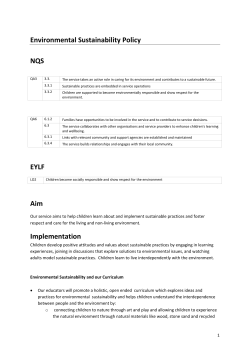 Environmental Sustainability Policy NQS EYLF Aim Implementation