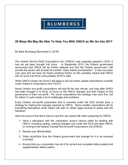 20 Ways We May Be Able To Help You With ONCA as We Go Into