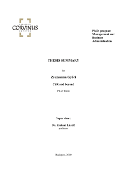THESIS SUMMARY Zsuzsanna Győri
