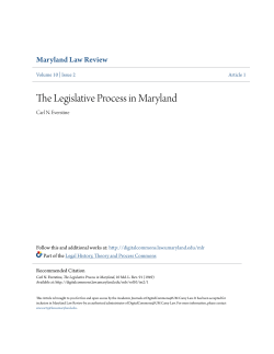 The Legislative Process in Maryland