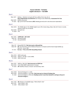 Reading Schedule