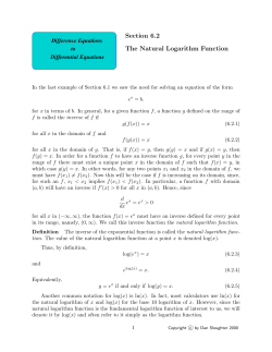 Section 6.2 The Natural Logarithm Function