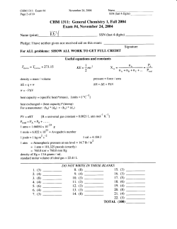 CHM 1311: General Chemistry 1, Fall 2004 Exam #4, November 24r