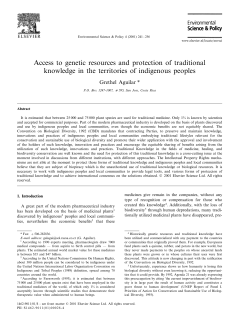 Access to genetic resources and protection of traditional