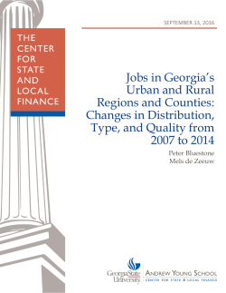 Jobs in Georgia`s Urban and Rural Regions and Counties: Changes