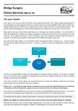 Bridge Surgery Online Services (March 16)