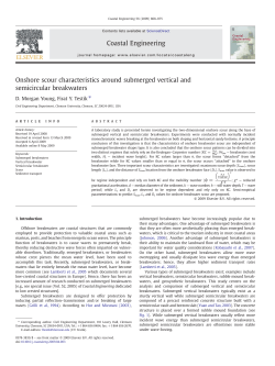 Onshore scour characteristics around submerged vertical and