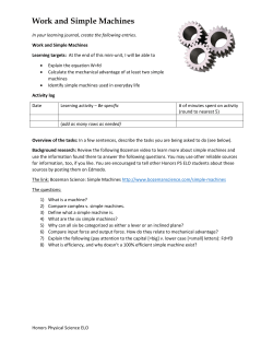 Work and Simple Machines