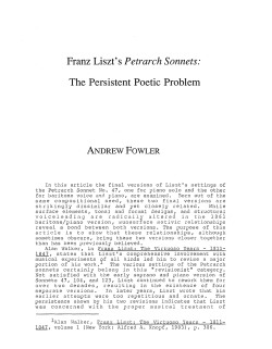Franz Liszt`s Petrarch Sonnets: The Persistent Poetic Problem