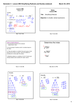 Lesson #66 Simplifying Radicals and Numbe.notebook