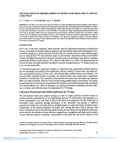 the influence of pretreatment on humic acid yield and 14c age of