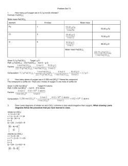 Problem Set 13 1. How many g of oxygen are in 5.2 g iron(II