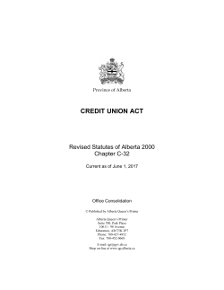 credit union act - Alberta Queen`s Printer