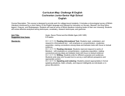 Curriculum Map: Challenge III English Cochranton Junior