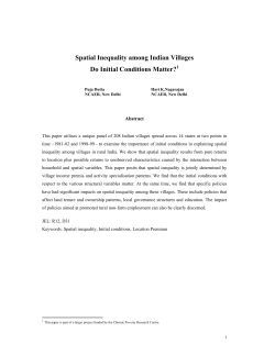 Spatial Inequality among Indian Villages Do Initial Conditions Matter?