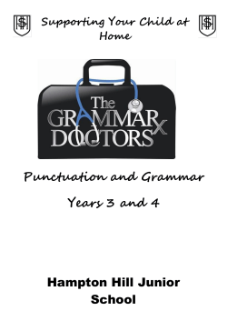 Punctuation and Grammar Years 3 and 4 Hampton Hill Junior School