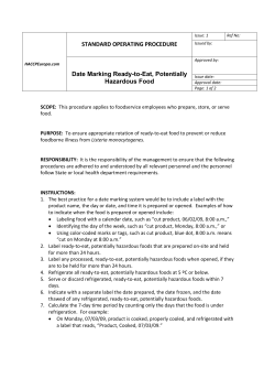 STANDARD OPERATING PROCEDURE Date Marking Ready