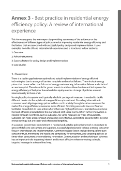 Best Practice in Residential Energy Efficiency Policy