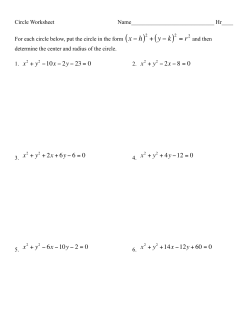 Conics homework packet - District 196 e