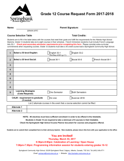 Gr. 12 Course Request Form - Springbank Community High School