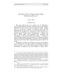 AN ETHICAL DUTY TO PROTECT ONE`S OWN INFORMATION