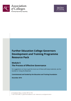 Further Education College Governors Development and Training