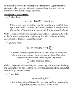 Properties of Logarithms and Solving Logarithmic Equations