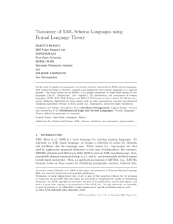 Taxonomy of XML Schema Languages using Formal