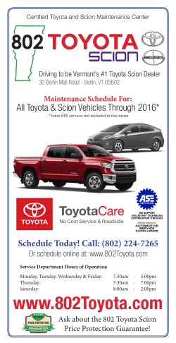 Certified Toyota and Scion Maintenance Center
